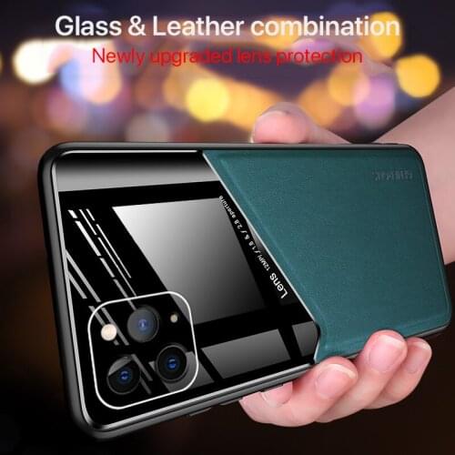 Luxury Car Holder Leather Case for iPhone 12 11 Pro Max mini X Xs Xr 7 8 Plus SE 2020 Shockproof Camera Protection Cover Coque