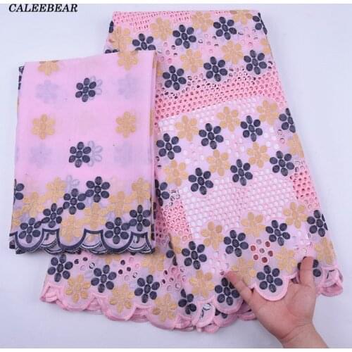 Pink 2020 High Quality Swiss Voile Fabric Dry Cotton African Lace Fabric Embroidery Nigerian Fabric For Wedding And Party S2005