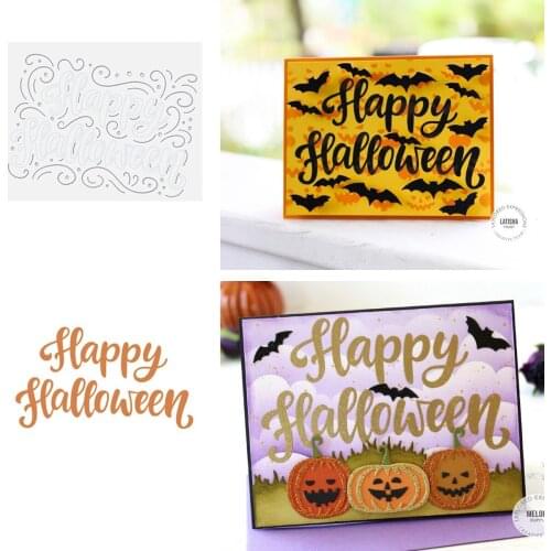 Happy Halloween Pumpkin Letter Stamp Combo New Metal Cutting Stencil For 2021 DIY Scrapbook Diary Decoration Embossing Template