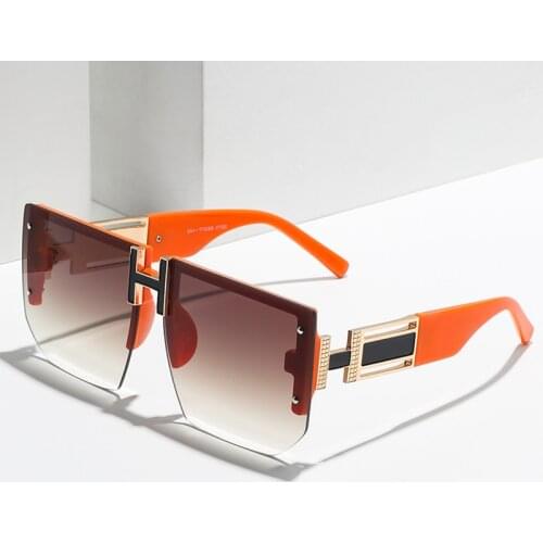 Luxury Brand Designer Rimless Oversized Sunglasses Women Men Fashion Vintage Travel Square Flat Top Sun Glasses Shades UV400