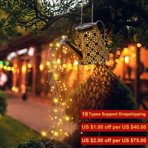 LED Solar Shower Watering Can String Lamp Metal Waterproof Water Sprikle Light Lawn Lamp Solar Fairy Light Home Garden Lawn Deco