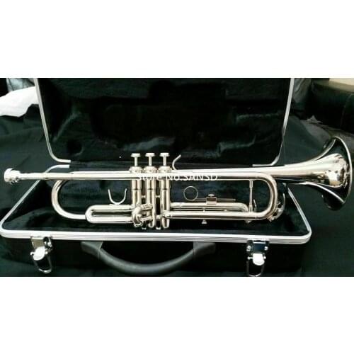 Bb Trumpet Silver-plated Brass Trumpet Professional Musical Instrument With Case Free Shipping