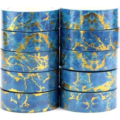 10pcs/lot Decorative Blue Marble Foil Washi Tapes DIY Scrapbooking Planner Adhesive Masking Tapes Kawaii Stationery