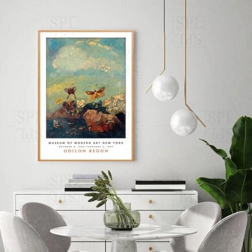Moma Museum Art Posters and Prints Odilon Redon Butterflies Abstract Oil Canvas Painting Nature Gallery Wall Picture Home Decor