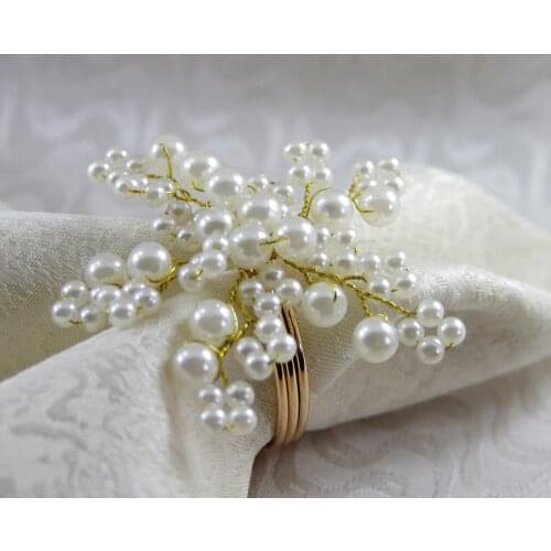 Pearl flower napkin ring, napkin holder for wedding, napkin decoration
