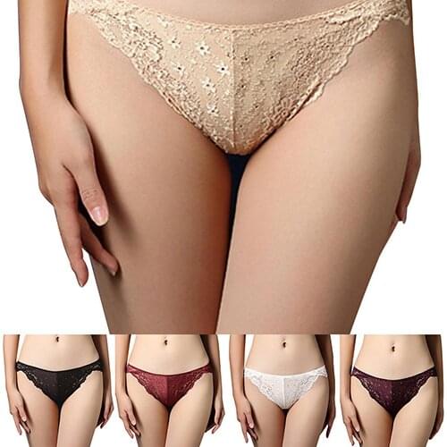 Women Fashion Sexy G-string Thongs Panties Lace See-through Briefs Underwear трусики для женщин