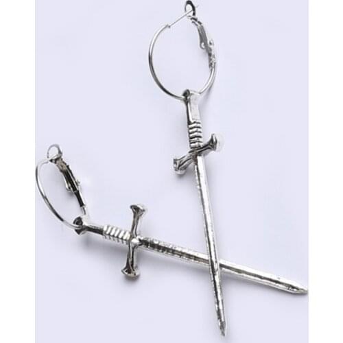 Gothic Color Sword Earrings and Glass Crystal Classical Tarot Occult Dark Jewelry Send Women Fashion Gift Classics New