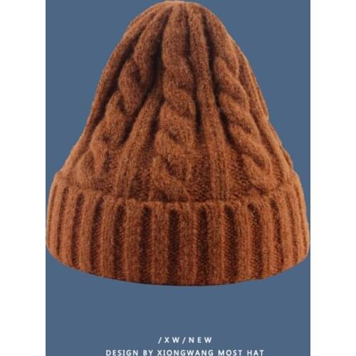 Women Beanies Girl Luxury winter hat Candy Colors Hats Thick Warm Bonnet Beanie Soft Knitted Beanies Cotton Twist Pattern Caps 9