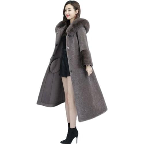 Womens Faux Fur Long Lengthen Coat Winter Warm Hooded Fur Loose Fit Wide Sleeve Cloak Black Gray Burgundy Red Plus Size 3XL