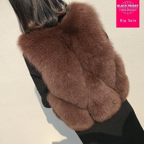 Winter Fashion Womens Jacket Faux Fur Vest Coat Fake Fox Fur Waistcoat Female Thicker Warm Patchwork Fur Short Outwear L1558