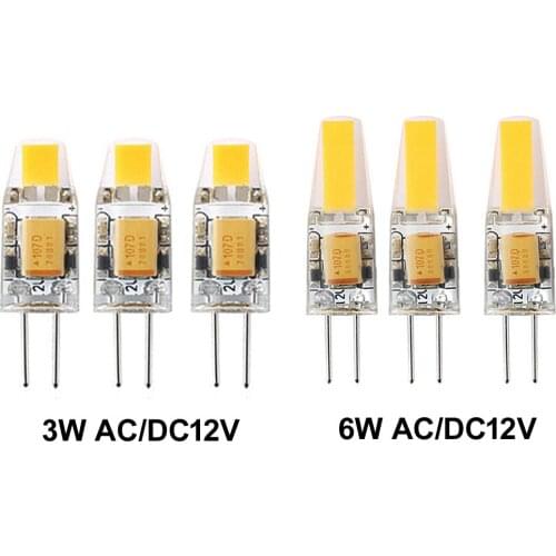 1-50pcs/lot G4 LED Lamp Dimmable AC/DC 12V 3W 6W LED Mini G4 COB LED Bulb 360 Beam Angle Chandelier Lamps Replace Halogen Light