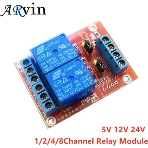 1/2/4/8 Channel Relay Module 5V 12V 24V High and Low Level Trigger Relay Control With with Optocoupler Relay Output DC5V 12V 24V