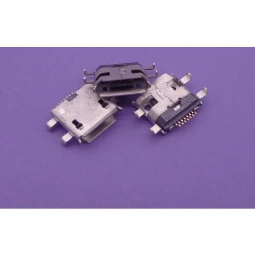 100pcs/lot 7Pin long pins with Edge Crul Charging port Socket Female Mini Micro USB Jack Connector ,4 feet for Mobile Phone