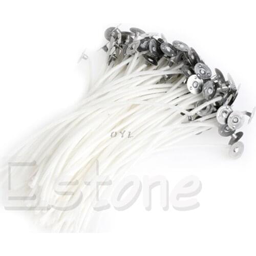 12cm 100Pcs Candle Wicks Cotton Core Pre Waxed With Sustainers For Making Candle