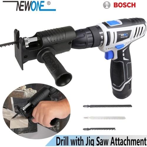 12V Drill Modified Electric Jig Saw Woodworking Cutting Tool With 2.0A Battery,Power Drill to Saber Saw Attachment Match Bo sch