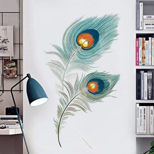 2pieces 3d vivid feather birds flower wall stickers home decoration living room pvc wall decals diy mural art posters