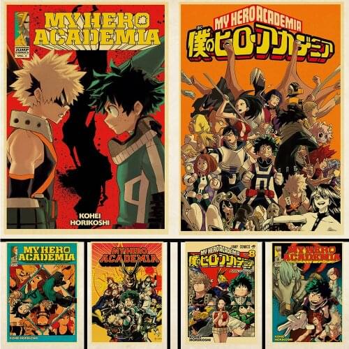 2019 Japanese Anime My Hero Academia Retro poster Home Art decoration Kraft Poster Painting Wall stickers