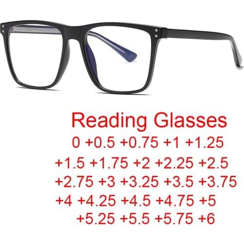 2021 Retro Square Finished Reading Glasses Women Anti Blue Light Glasses Big Frame Red Prescription Hyperopia Eyewear +1 +2 +6