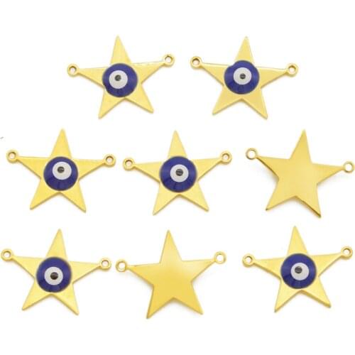 3pcs/lot 100% Stainless Steel Gold Evil Eye Pendant DIY Jewelry Charm Wholesale OEM Design Factory Price Top Quality Findings