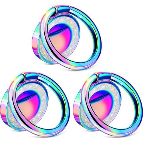 3pcs Cell Phone Ring Holder Finger Kickstand Bling Metal Finger Ring Grip Stand for Magnetic Car Mount for Almost All Phones Pad