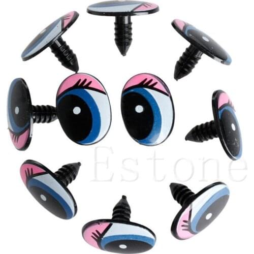5 Pairs(10Pcs) 24 x18mm DIY Oval Blue Safety Plastic Eyes Toy Puppets Dolls Eyes for knitting needles