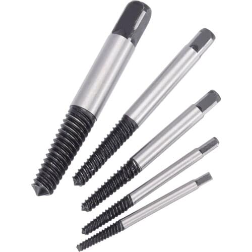 5pcs High Carbon Steel Damaged Screw Extractor Easy Out Set Drill Bits Broken Bolt Stud Remover Tools+Storage Box