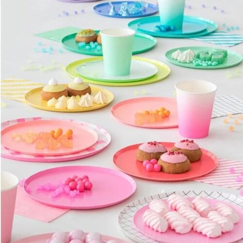 AVEBIEN New product 9 inch 7 inch paper plate 16oz paper cup 8 pcs disposable tableware set cold meal dessert cake plate посуда