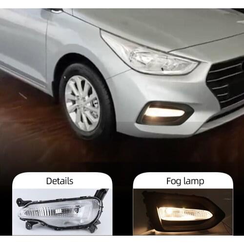 Car Flashing 1 Pair Car FogLamp Fog light Waterproof For Hyundai Solaris Accent 2017 2018 2019 2020 Fog lamp cover