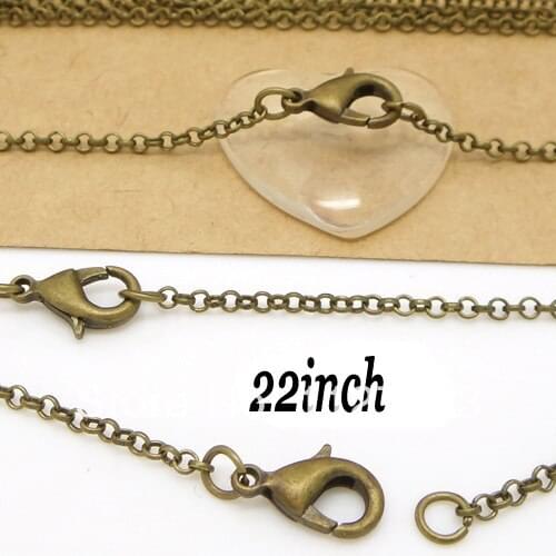 Free Ship!!! 100piece 2.5mm 22"L Bronze Tone Metal Rolo Link Chain Necklace with Lobster Clasp