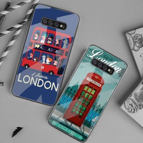 London city poster Phone Case Tempered Glass For Samsung S20 Plus S7 S8 S9 S10 Plus Note 8 9 10 Plus