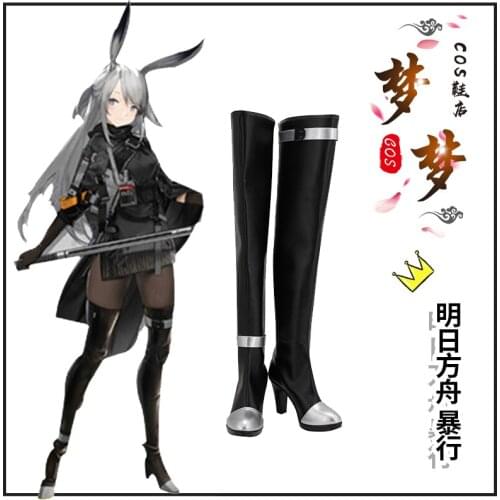 Arknights Savage Black Cosplay Shoes Cosplay Long Boots Leather Anime Halloween Carnival Cosplay Accessories Custom Made