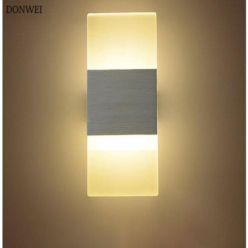 DONWEI 6W Up and Down Double Head COB LED Wall Lamp Indoor Decoration Simple style Rectangle Transparent Acrylic Wall Light