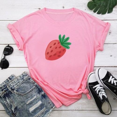 Strawberry Tshirt Women T-shirts Tops Femme Clothes Female T-shirt Harajuku Summer 90s Tshirt TX00187