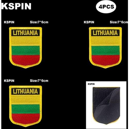 National Flag Patch Hook Loop Lithuania Badges Armband 3D Stick on Jacket Backpack Stickers
