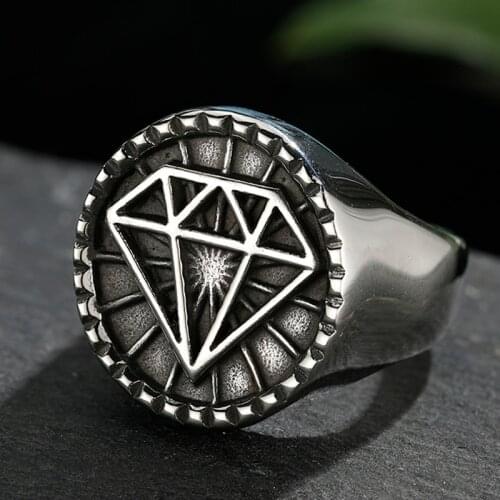 316L Stainless Steel Diamond Ring For Man Punk Rock Polished Dropshipping Boyfriend Biker Jewelry Creativity Gift Wholesale