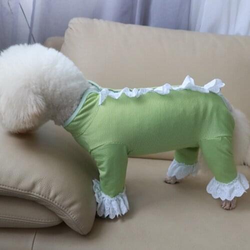 Pet Dog Jumpsuit Thin Puppy Clothes 100%Cotton Printed Overalls Protect Belly Stretchy Pajamas For Small Dogs Chihuahua Poodle