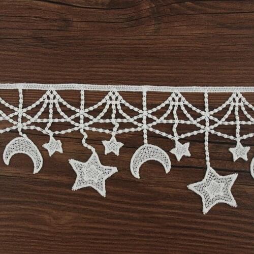 1 yards Star Moon Embroidered Tassel White Lace Milk Shreds Ribbons DIY Craft Dress Clothing Curtain Decoration Accessories