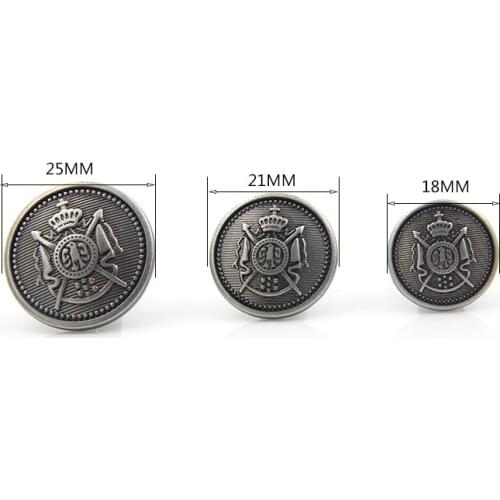 Clothing metal mens suit button British wind female small suit button Crown embossed clothes button 18mm 21mm 25mm