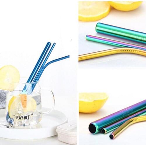 3Pcs Stainless Steel Reusable Bent Straight Drinking Straw Party Bar Drinkware Kitchen Accessories Tool