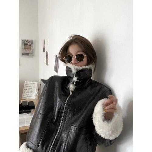 Fashion High Quality Genuine Wool Fur Jacket Winter Coats Women 2020 Motorcycle Female Sheepskin Coat Roupas Femeninas Zjt524
