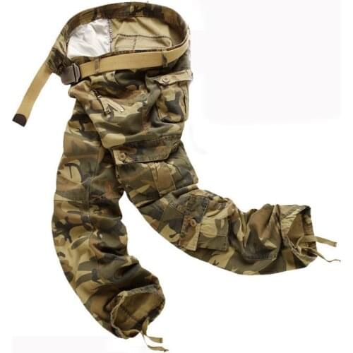 Mens pants camping hiking Camouflage Cargo Pants Plus Size Multi-pocket Overalls Trousers k02-1