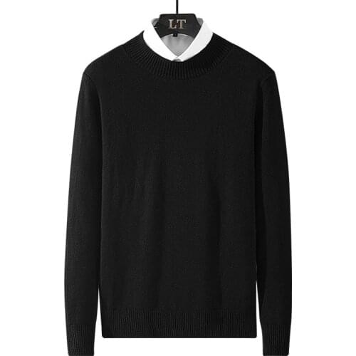 Sweater Men Autumn Winter Warm Colthing Men Solid Color Brand Mens Sweaters Slim Fit Pullover Men Tops Black Sweaters Size 4XL