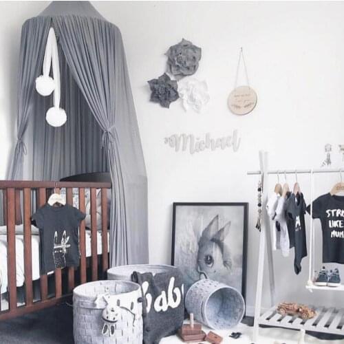 NEW INS Nordic Kids Bedding Round Dome Bed Canopy Cotton Linen Mosquito Net Curtain for Children Girl boy Room