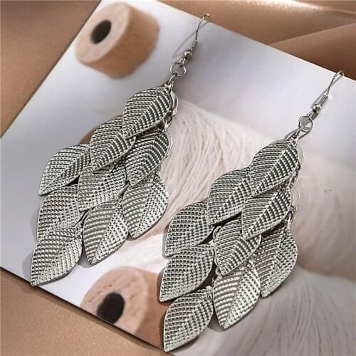 New Multiple Vintage Boho Ethnic Dangle Drop Earrings For Women Female Fashion Golden Leaf Earrings Jewelry Accessories