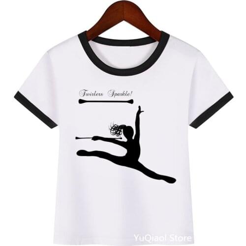 2020 New Arrival Kids Tshirt Baton Twirling Print Graphic T Shirts Children Gymnastics Lover T-Shirt Clothes Baby Teen Girls Top