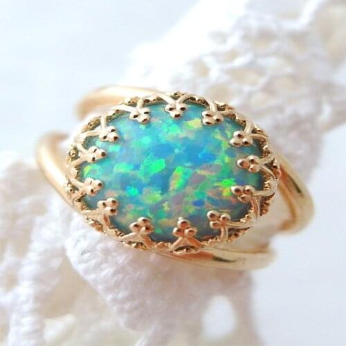 Ofertas Ladies Trendy 3 Colors Opal Gold Color Female Zinc Alloy Ring for Women Party Jewelry Accessories
