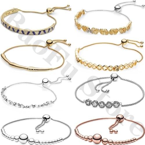 Original 100% 925 Sterling Silver Bracelet Honeycomb Butterfly Shiny Round Adjustable Size Suitable For Feminine Charm Jewelry