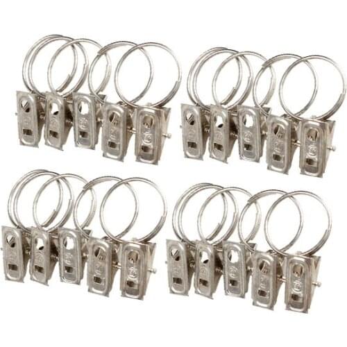 Clothes Pegs Suspender Metal Cramp Fashion Stainless Steel Window Shower Curtain Rod Cramp Hooks Rings Clips