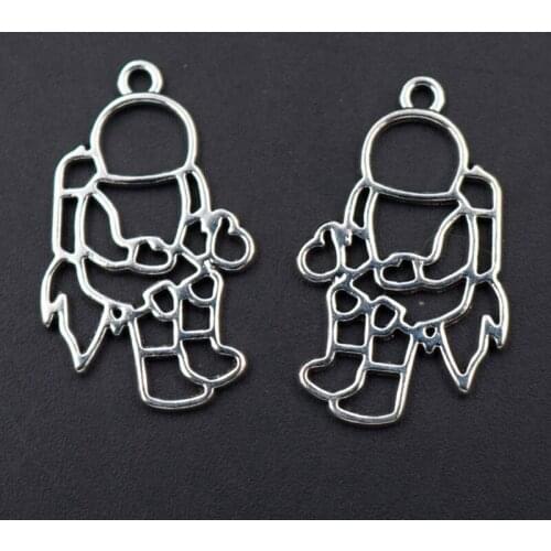 WKOUD 10pcs Silver Plated Interstellar Astronaut Charm Bracelet Necklace DIY Metal Jewelry Alloy Pendant A1768