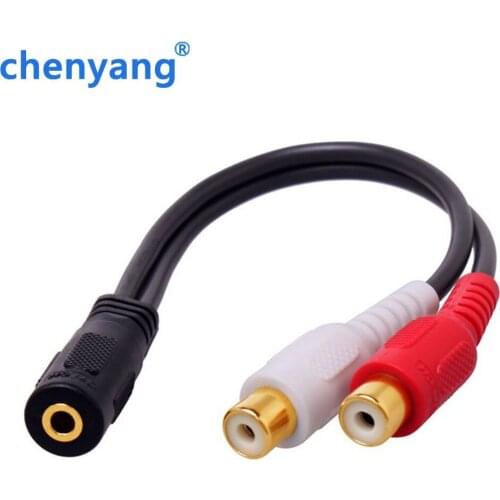 Gold plated head Stereo Splitter 3.5mm Female to 2-RCA Audio -Jack Cable Adapter 25cm/0.25m